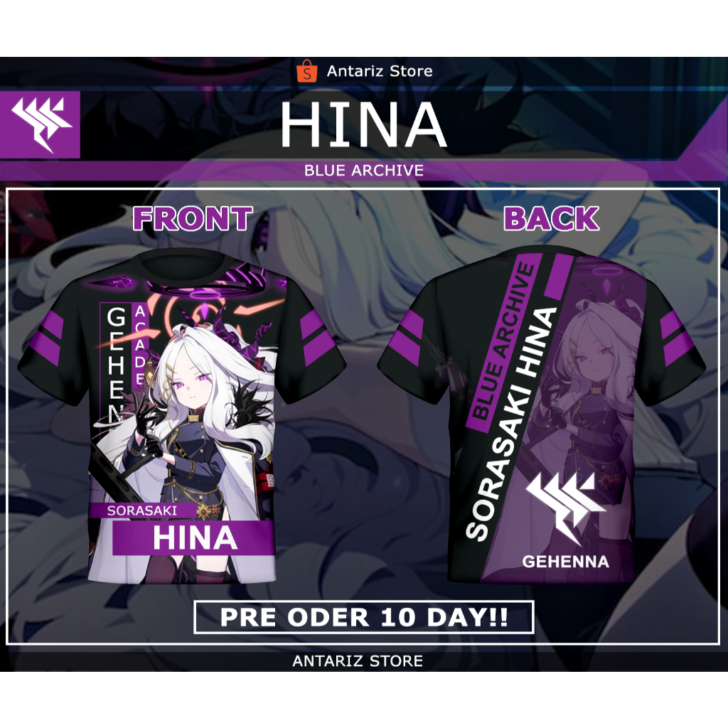 Kaos Fullprint Game Blue Archive Hina