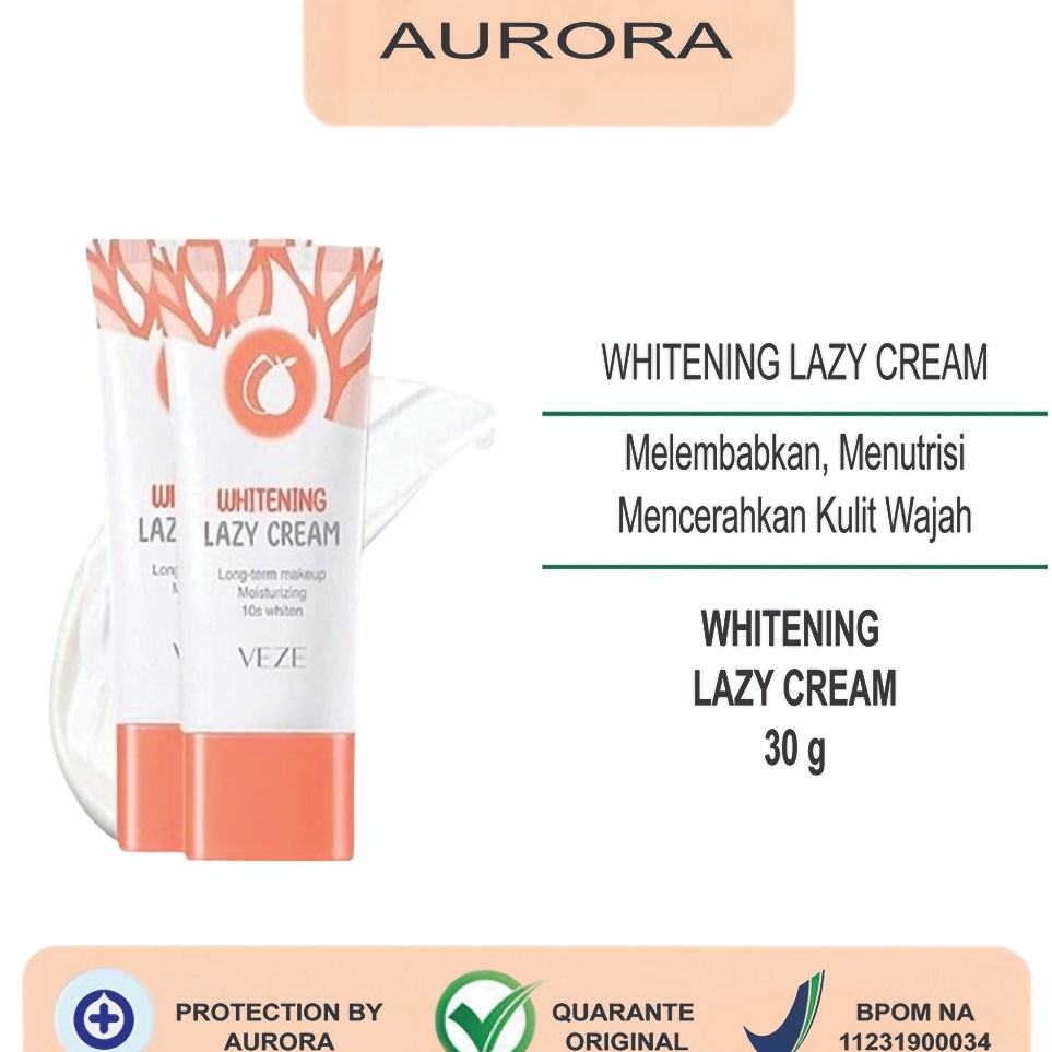 BPOM  Veze Whitening Lazy Cream Day Cream Pemutih Wajah Glowing 3g g F2U8