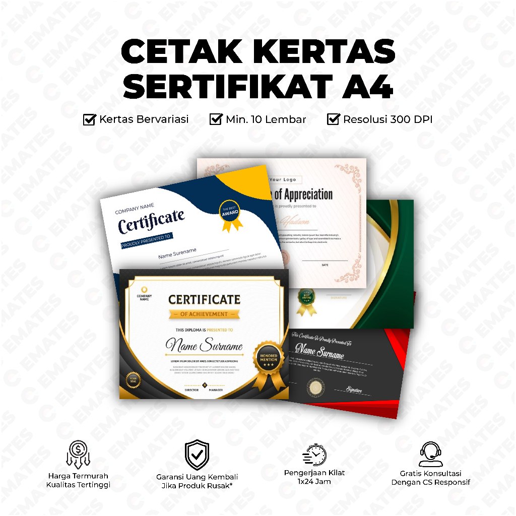 

[Custom] Cetak Sertifikat Certificate Custom Piagam Penghargaan A4 260gsm
