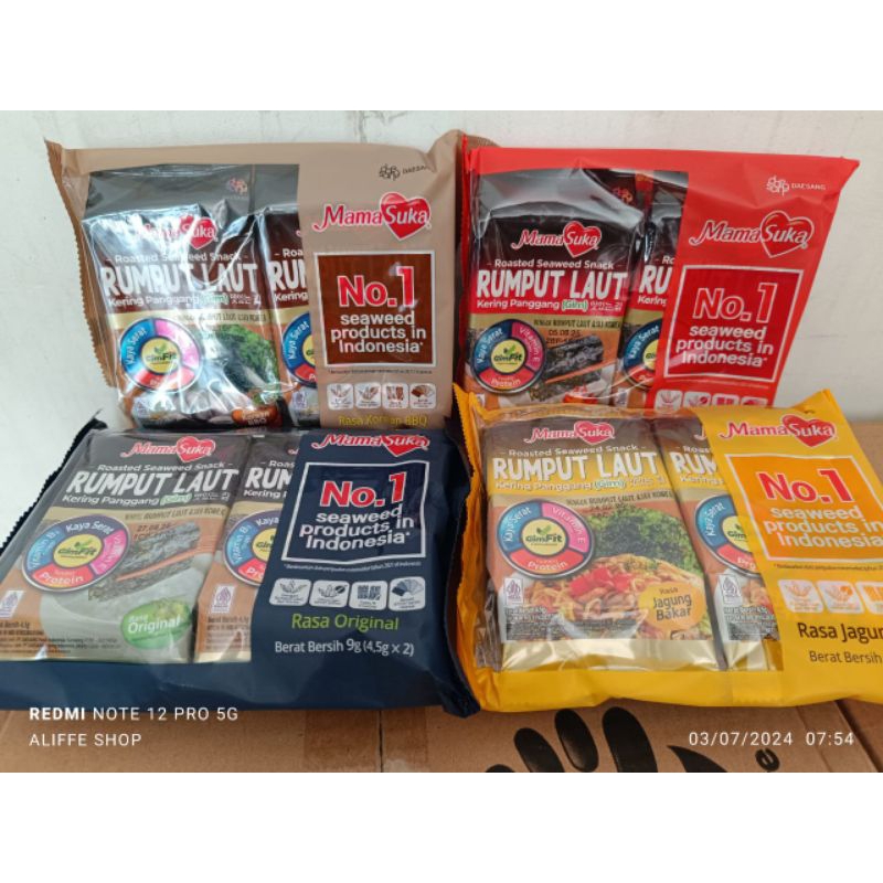 

1Bungkus Isi 2Pcs- Mamasuka Rumput Laut 4.5gr isi 2 pcs