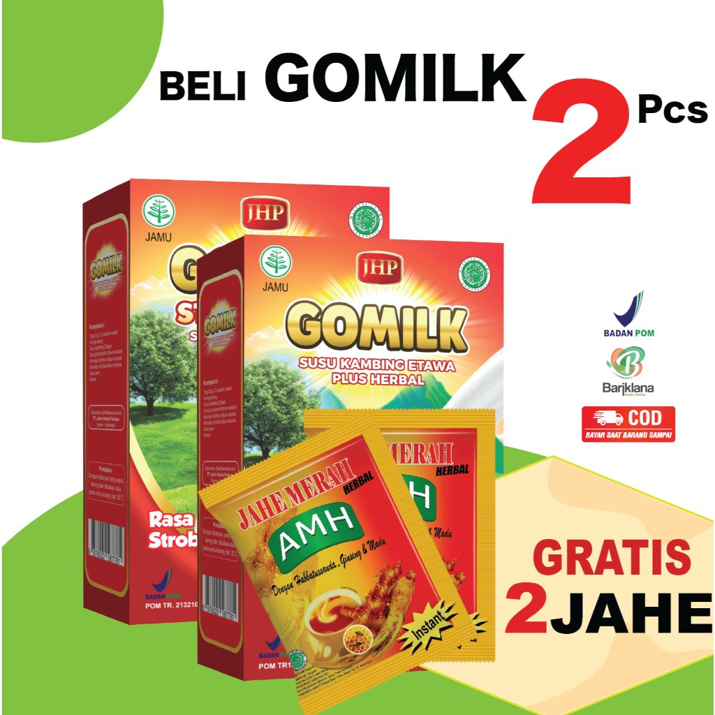 

[ BISA COD + GARANSI ] [ GRATIS 2 JAHE ] Gomilk Susu Kambing Etawa Plus Herbal Penambah Nafsu Makan Netto 200 gr