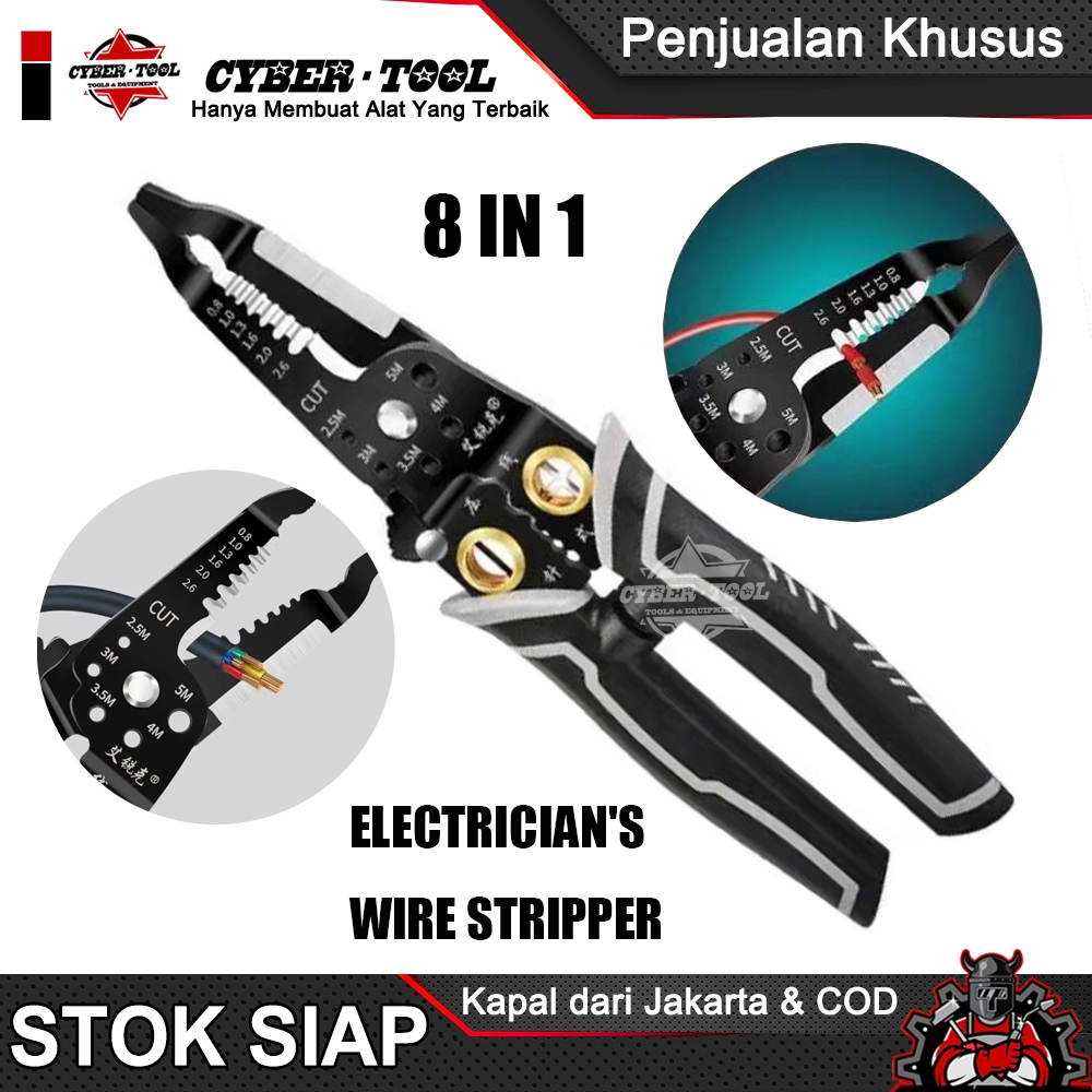 Tang Potong Kupas Kabel Tang Stripper multifungsi 8 IN 1 TU2T