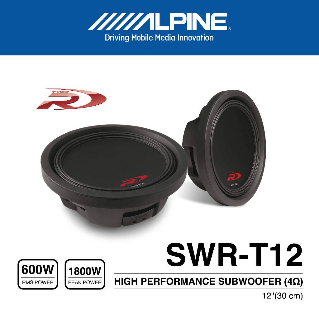ALPINE Subwoofer 12 Inch 1800W Peak High Performance Bass 600W RMS Garansi 1 Tahun SWR-T12