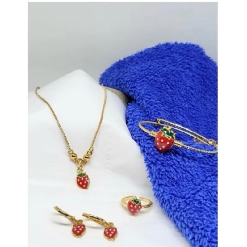 perhiasan anak satu set titanium lapis emas set kalung anak titanium set gelang
