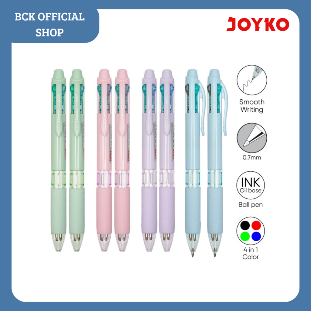 

Ball Pen BP-348 Quaco Joyko / Pulpen 0.7 mm 4 Warna Colors (PACK)