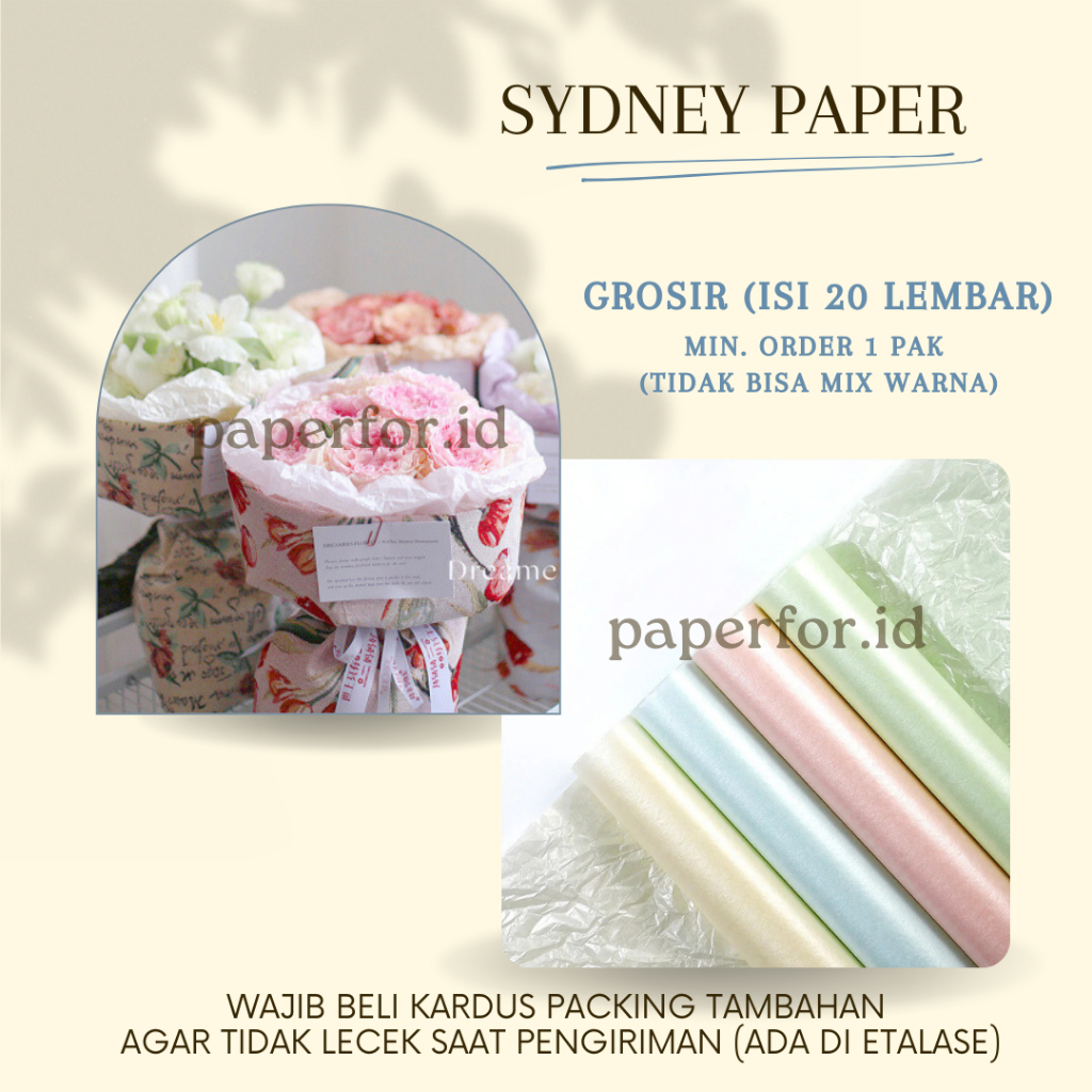 

GROSIR Kertas Buket Bunga PEARL SYDNEY PAPER 28gsm isi 20 lembar
