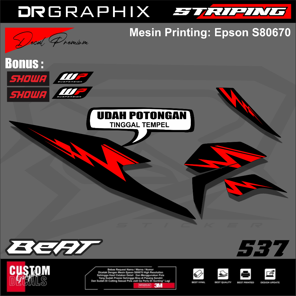 Sticker Beat Deluxe Aksesoris Motor Stiker Beat Deluxe Cutting Striping Variasi Beat Deluxe Simple