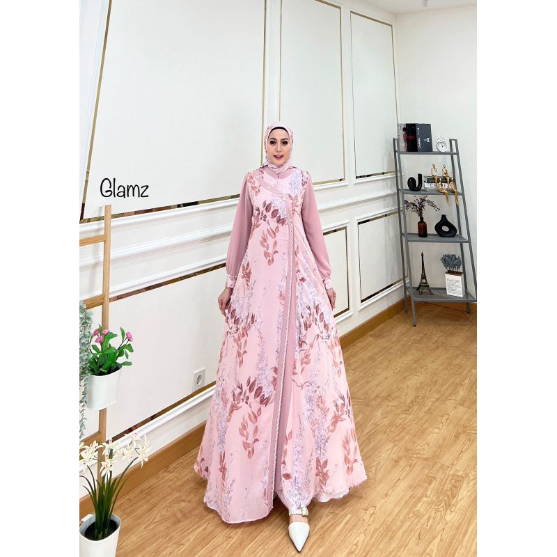 JANNAH 2 GLZ / QIRANI 10 GLZ / Setelan Gamis Kerudung persegi / SHAKIRA 3 ORI GLZ SET SYARI MEWAH SE