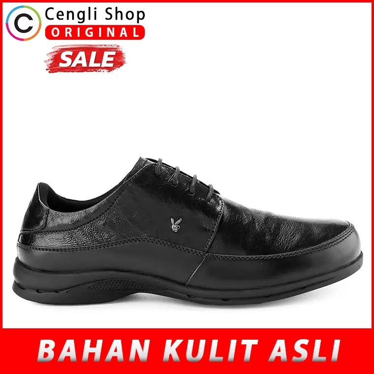 PLAYBOY SEPATU PANTOFEL PRIA ORIGINAL KULIT ASLI ORI FORMAL HITAM BLACK PLH5