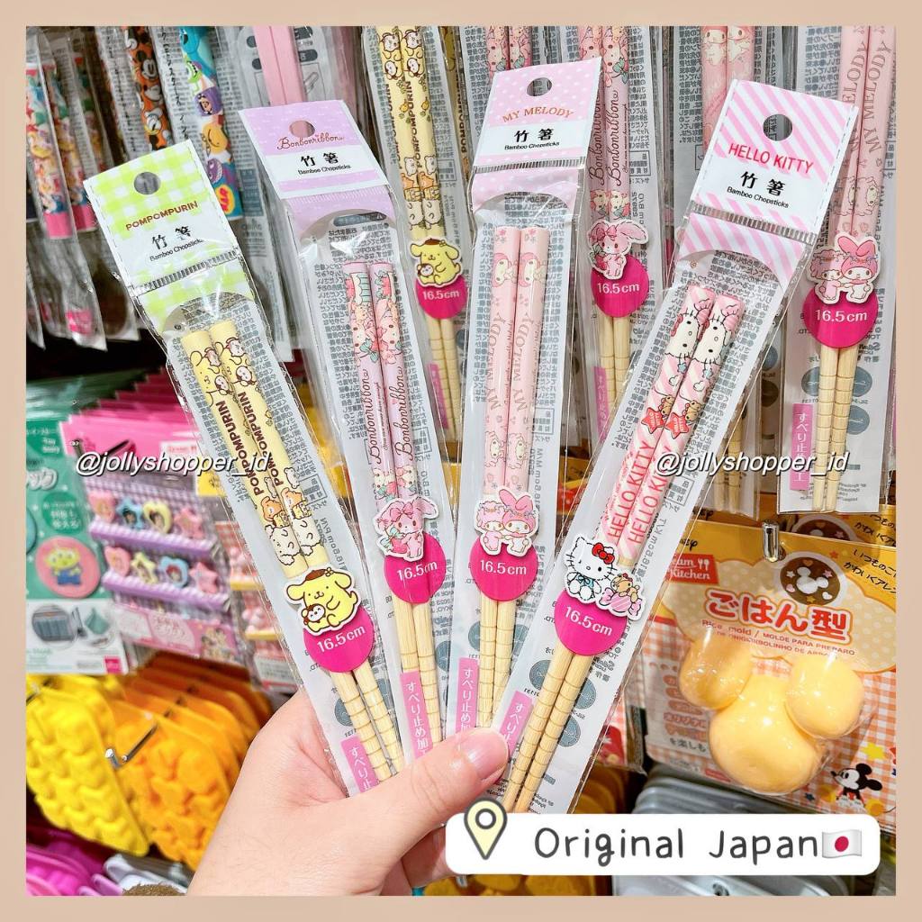 [READY STOCK] Sanrio Licensed Bamboo Chopsticks 16.5cm ORIGINAL JAPAN / Hello Kitty My Melody Pompom