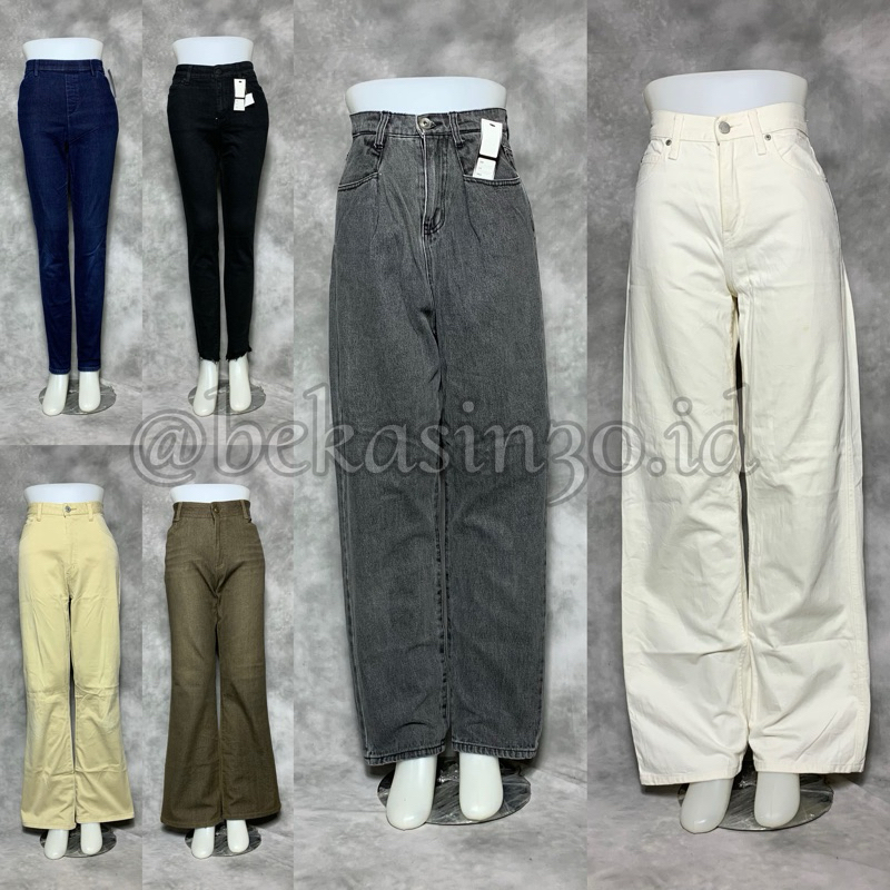 JEANS WANITA UNIQLO KULOT CUTBRAY & PENSIL