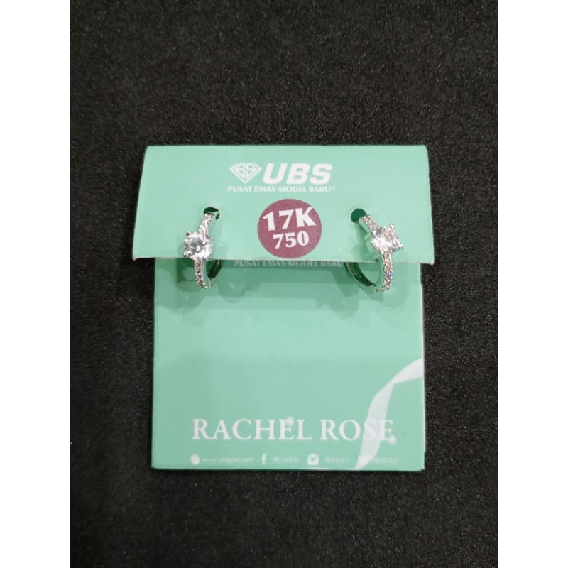 Kerabu/Anting Bulat Emas Putih Asli Kadar 750/17K