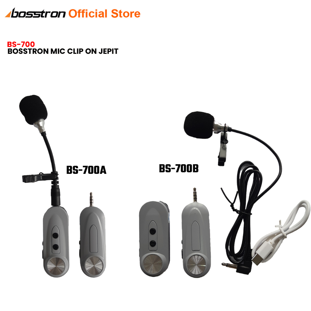 Bosstron Mic Clip On Wireless BS-700 Microphone Jepit Tanpa Kabel