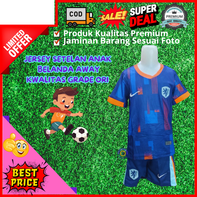 Baju Jersey Sepak Bola Belanda Away Piala Eropa 2024 Jersey Belanda Away Grade Ori Setelan Anak Euro