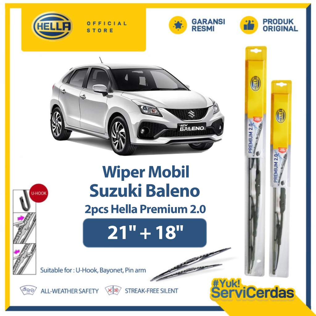 Wiper Mobil SUZUKI Baleno 21” + 18” (2pcs) - HELLA Premium 2.0