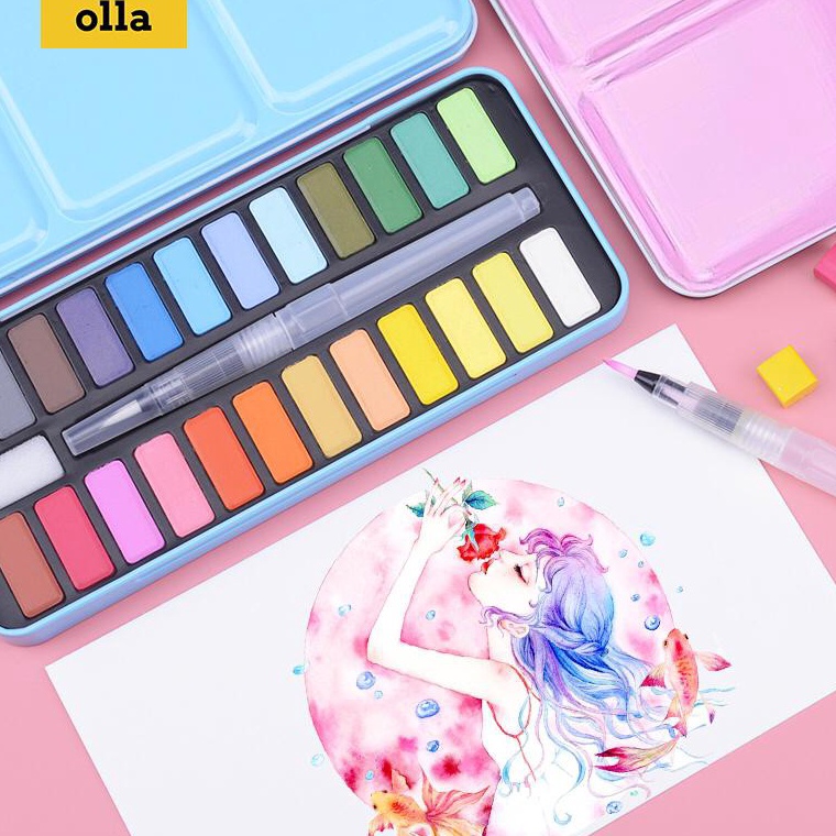 

KODE V6C Olla Cat lukis Cat Air Sponge Lukis 24 Warna Watercolor Set WC2