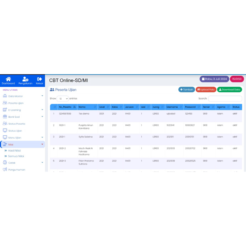Aplikasi Ujian Online Berbais Web CBT Blue