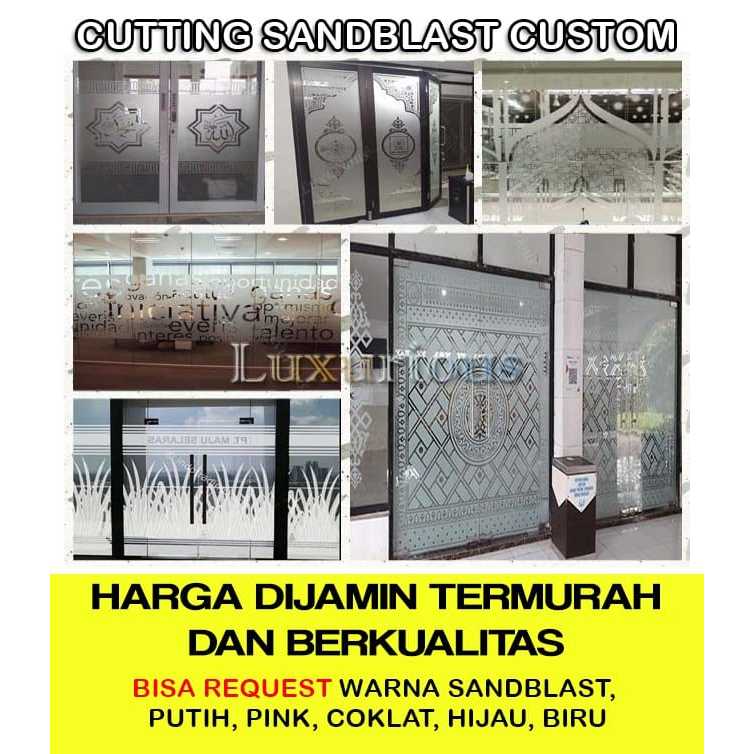 Cutting Sticker Sandblast Custom Cetak Stiker Kaca Sandblast Meteran Print Sunblast Window Sticker K