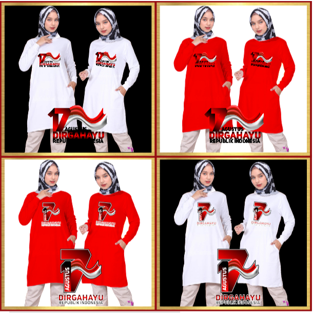 KAOS TUNIK  WANITA 17 AGUSTUS  MERAH PUTIH