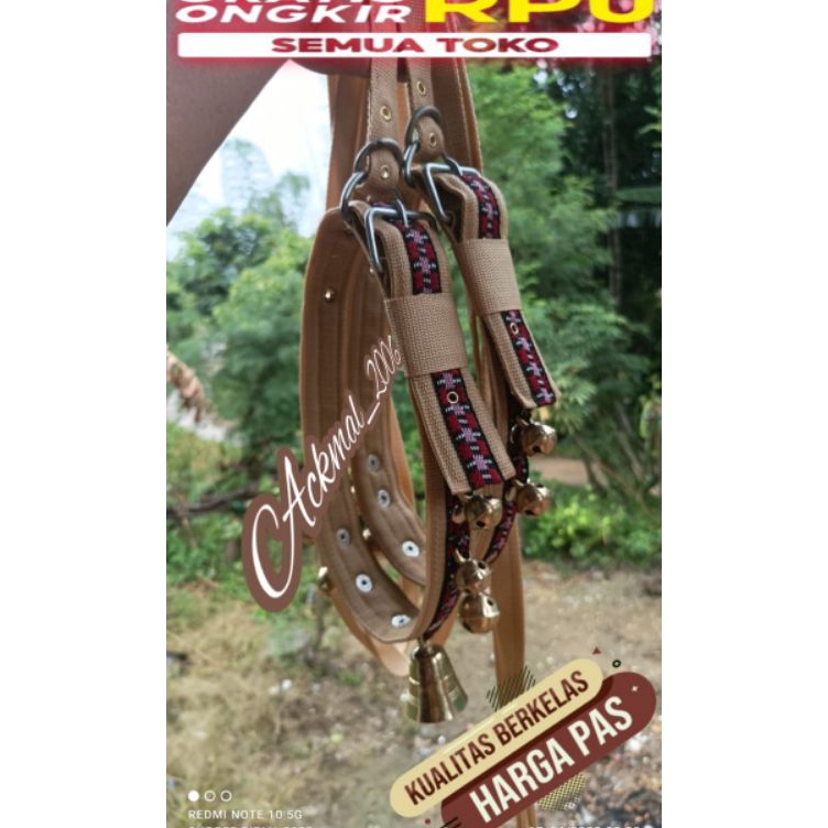 KODE K15X Aksesoris Kalung Kambing domba Etawa variasi BatikLonceng 5tali tuntunBahan supet tebalCOD