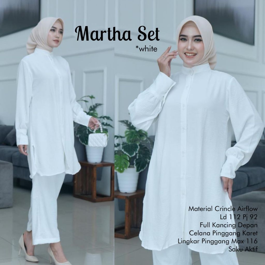 BAJU MUSLIM ONE SET TUNIK + CELANA JUMBO LD 120 / SETELAN KEMEJA PUTIH POLOS / ONE SET BAJU KEKINIAN