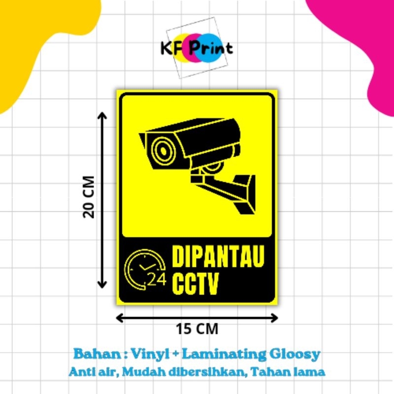 

STIKER DIPANTAU CCTV 20 X 15 CM BAHAN VINYL LAMINATION GLOSSY