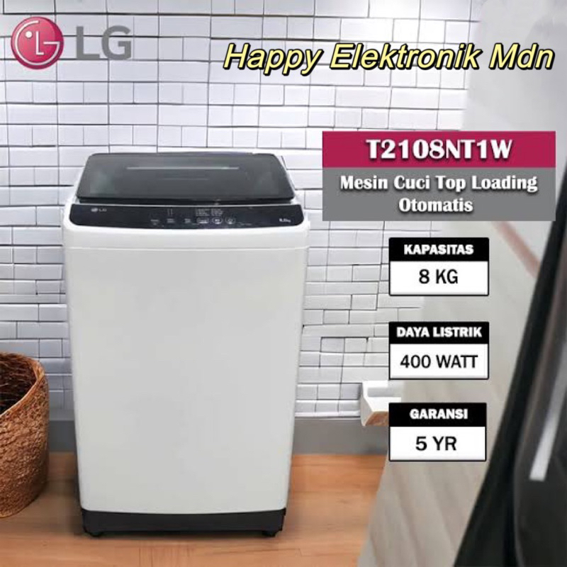 LG Mesin cuci 8 kg LG T2108NT1W LG mesin cuci otomatis 8kg mesin cuci LG T2108NT LG mesin cuci top l