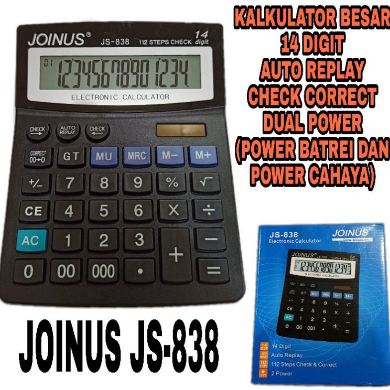 

TERBATAS KALKULATOR MEJA DESKTOP 14 DIGIT LAYAR BESAR JOINUS JS 838