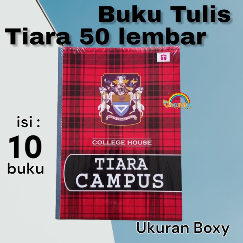 

BUKU TULIS TIARA CAMPUS UKURAN BOXY 50 Lembar/ BUKU TULIS SD, SMP, SMA, & SMK(isi 10 buku)