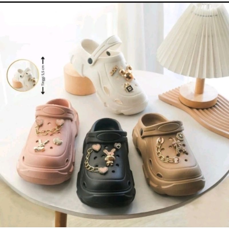 Sandal Baim Wanita Sandal Kodok Aksesories Jibbitz Rantai Gosome 637 Size 36-40
