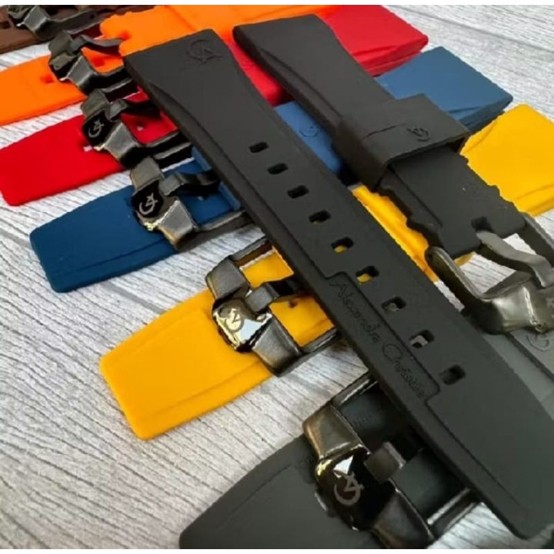 Strap Tali Jam Tangan Rubber AC Alexander Christie Rubber Silicone Emboss 22mm-26mm
