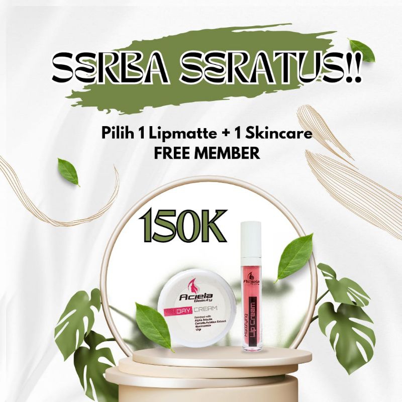 Aciela beauty paket promo 2pcs | brightening day cream + lipmatte hemat murah