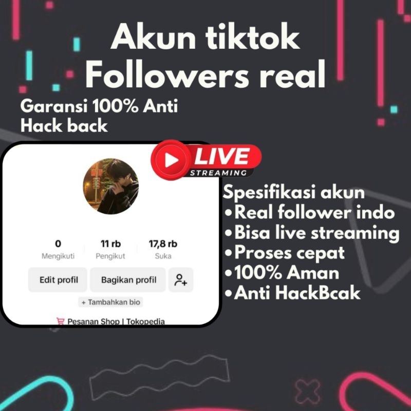 Akun tiktok fyp real follower indo 11k-45k Followers