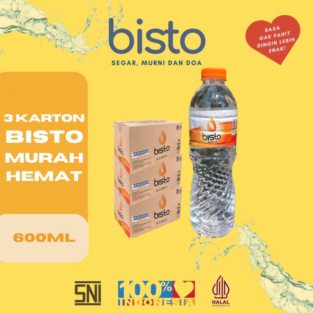 

Bisto Air Minum Mineral 600ml 72 Botol 3 Dus
