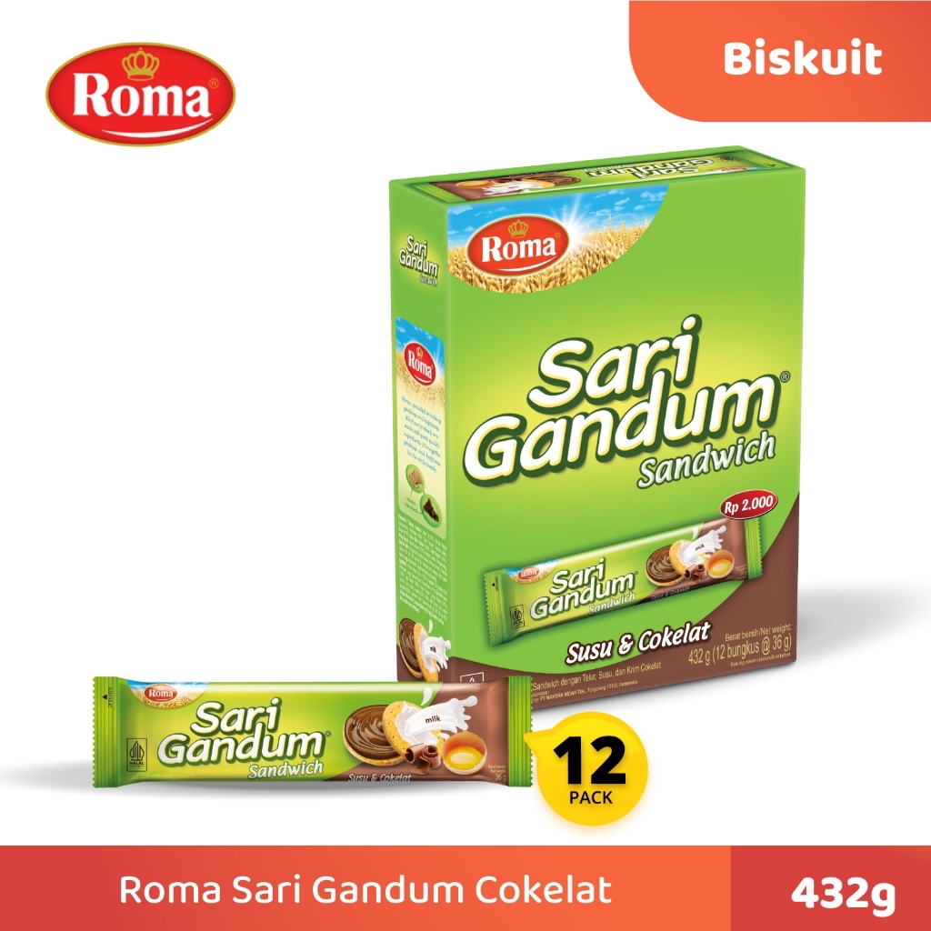 

Roma Sari Gandum Cokelat 12 Sachet 36 gram