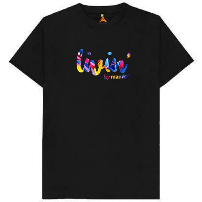 T-Shirt Kaos Distro LIVIN BY MANDIRI Full Color, Catton Combat 30s