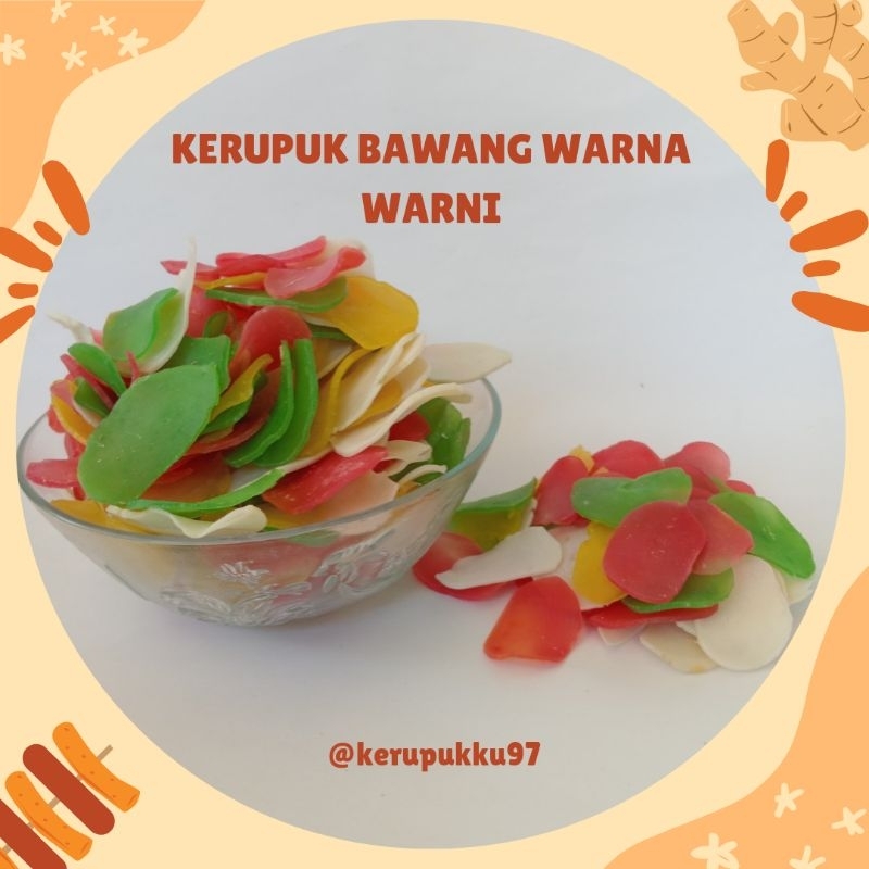 

[ 500 gr ] KERUPUK BAWANG WARNA WARNI BAHAN SEBLAK / KRUPUK MENTAH BAWANG / KRECEK