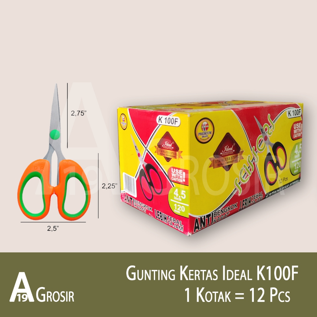 

(1BOX=12PCS) Gunting Kertas IDEAL K100F