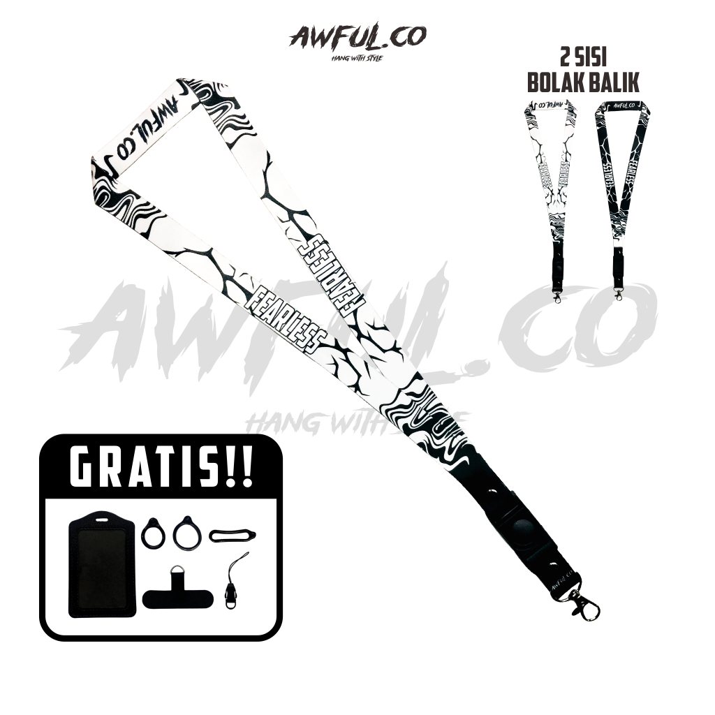 

Lanyard 2 Sisi Bolak Balik Premium Awful.Co - Fearless Series 2cm
