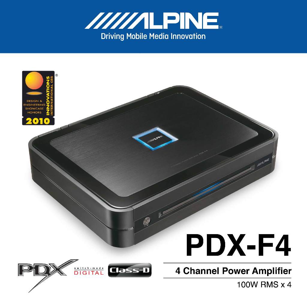ALPINE Power Amplifier 4 Channel 100W RMS x4 Kelas D Amplifier Mobil Garansi Resmi 1 Tahun PDX-F4