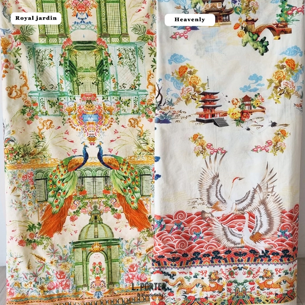 Kain L. Porter Fabrics Motif Heavenly dan Royal Jardin Bahan Katun I Kain Batik I Kain Print I Kain 