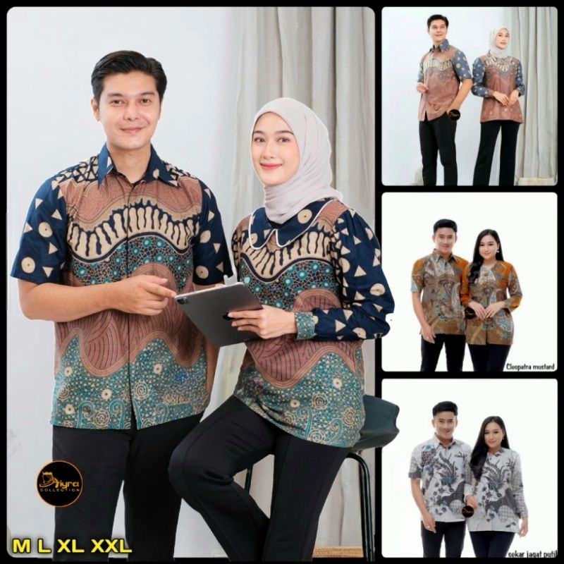 Batik Couple Blouse Batik Kemeja Batik Lengan Pendek M L XL XXL