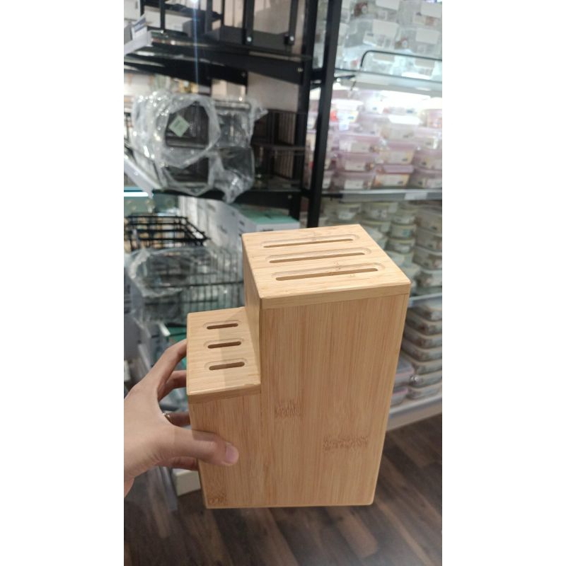 Tempat pisau informa/tempat pisau aesthetic/tempat pisau kayu/dhaisi knife block 2 tier