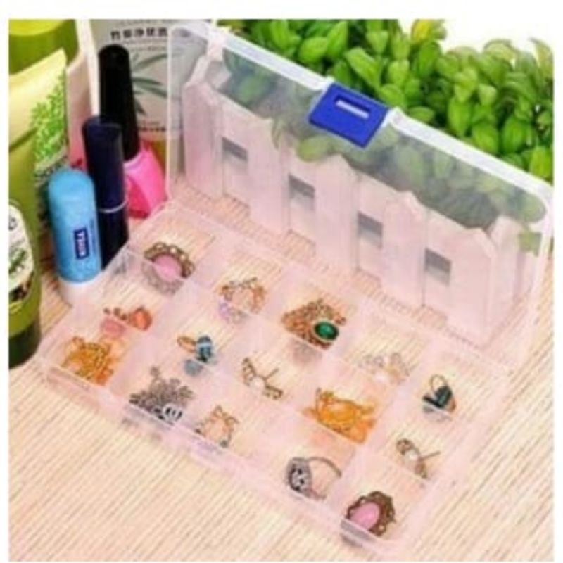 NAIL BOX CASE NAIL TOOLS BOX / Kotak Serbaguna Transparan Sekat 28/10 bahan plastik/Box Nail/Box Kap