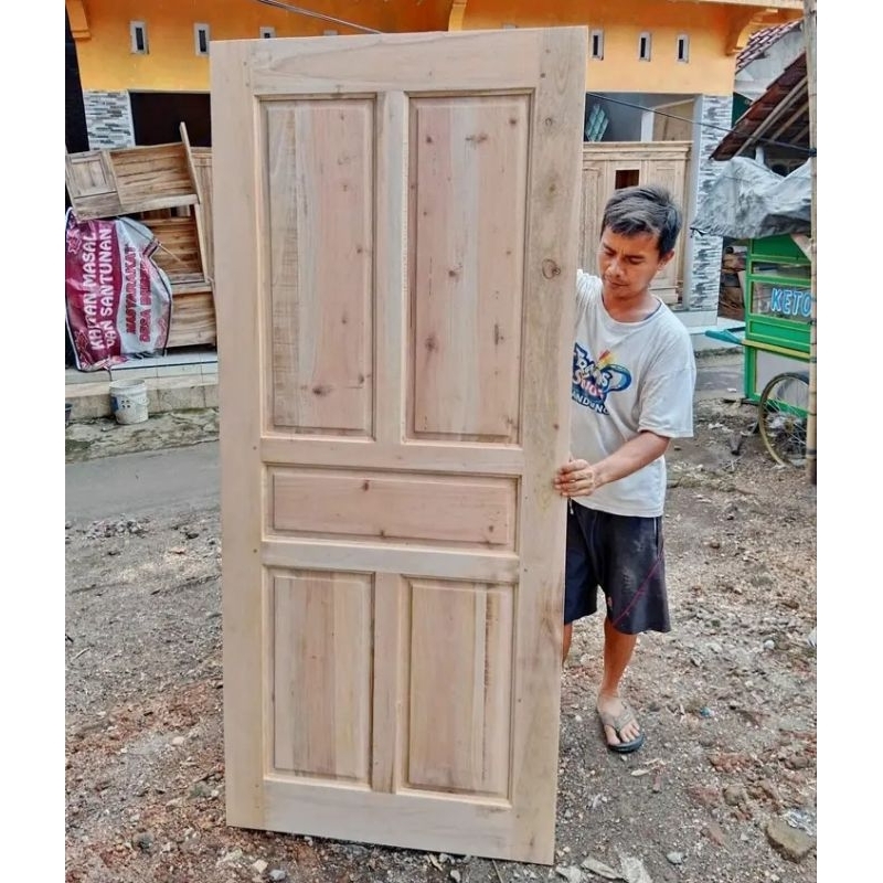 ZA. Redy Stok Daun Pintu Minimalis Kayu Mahoni Perhutani