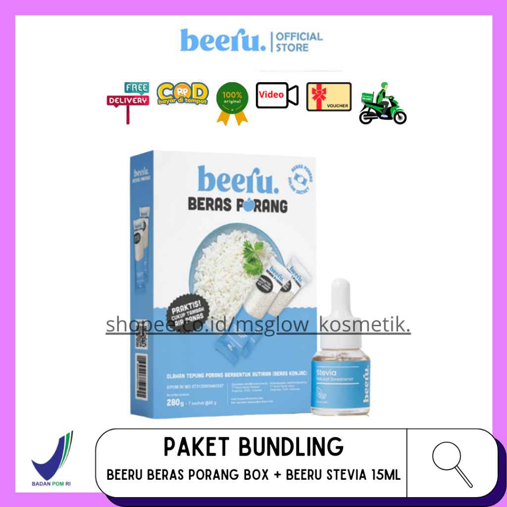 

Paket Bundling Beeru Stevia 15 mL + Beeru Beras Porang Box - Sehat Rendah Kalori