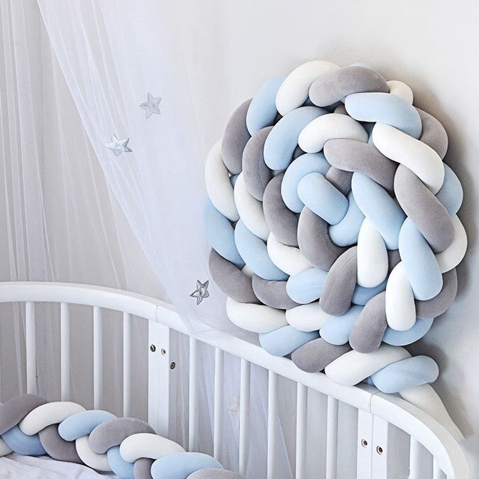 KODE B83D BabyBeeBoo Bumper Kepang Mix 3 Warna Pelindung Pembatas Ranjang Bayi Baby Pinggiran Kasur 