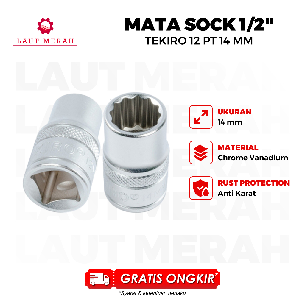 TEKIRO 1/2 INCH KUNCI SOCK 12 PT 14 MM / MATA SOK / ANAK SOK