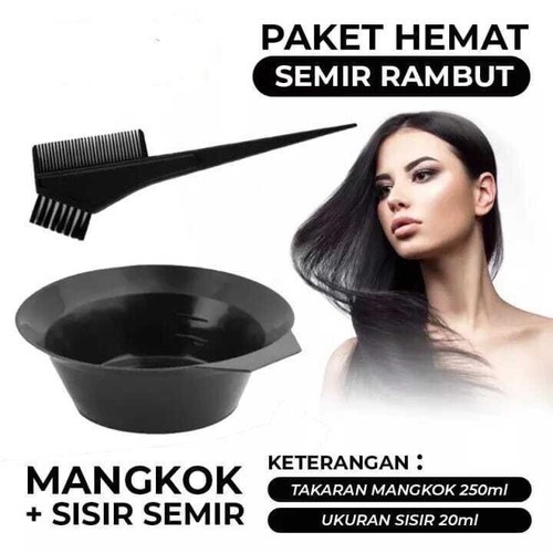 MANGKOK SISIR SEMIR RAMBUT / Tempat Wadah Semir/ tempat Cat rambut set + sisir semir Bahan Plastik