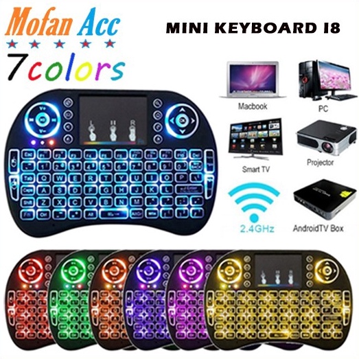 Mini Keyboard i8 Backlit Mouse Keypad Wireless Touchpad Nirkabel Tanpa Kabel Asus Acer Lenovo l T2D6